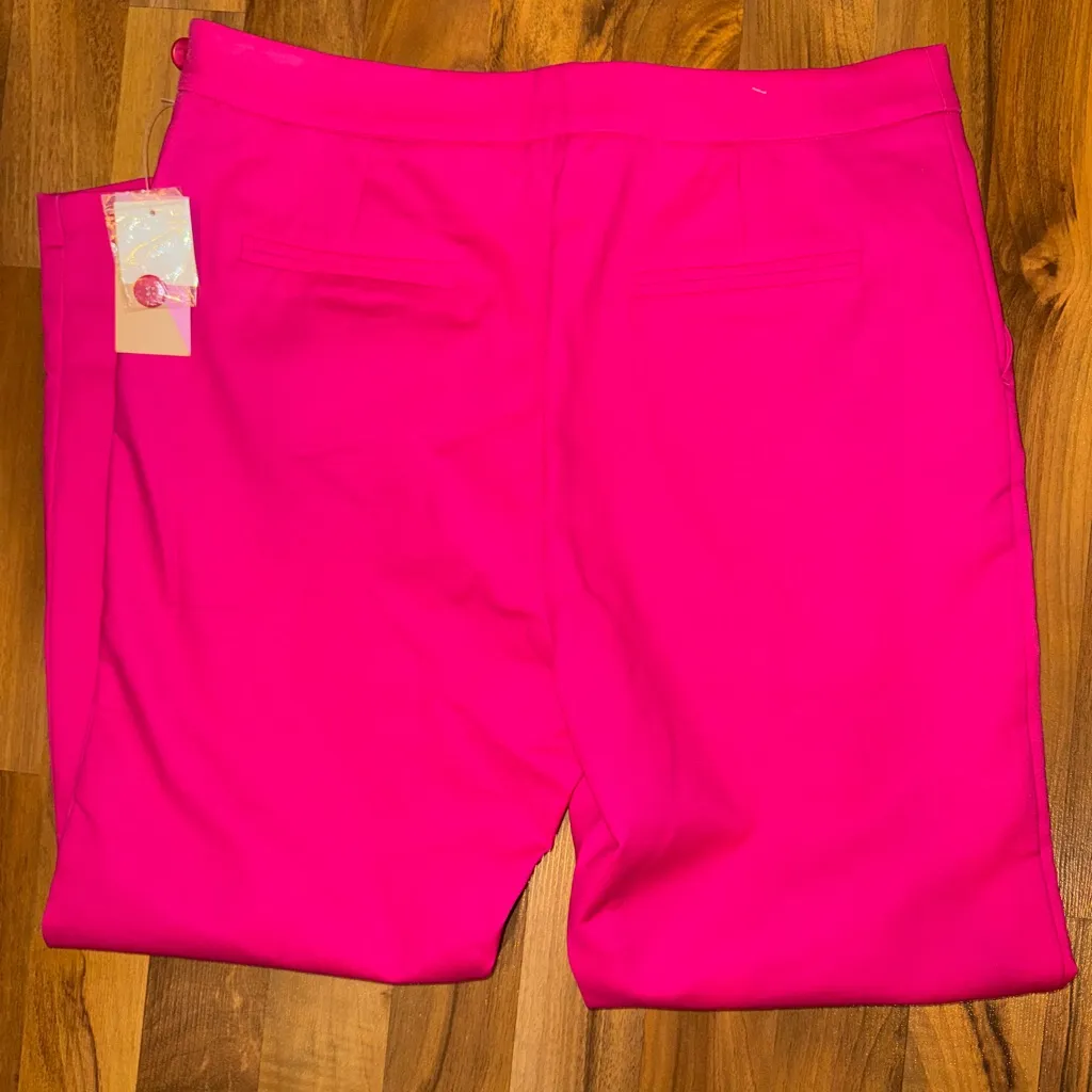 Riley & Rae women’s flat front hot Barbie pink dress pants straight SZ 10 NWT‎ - Image 5