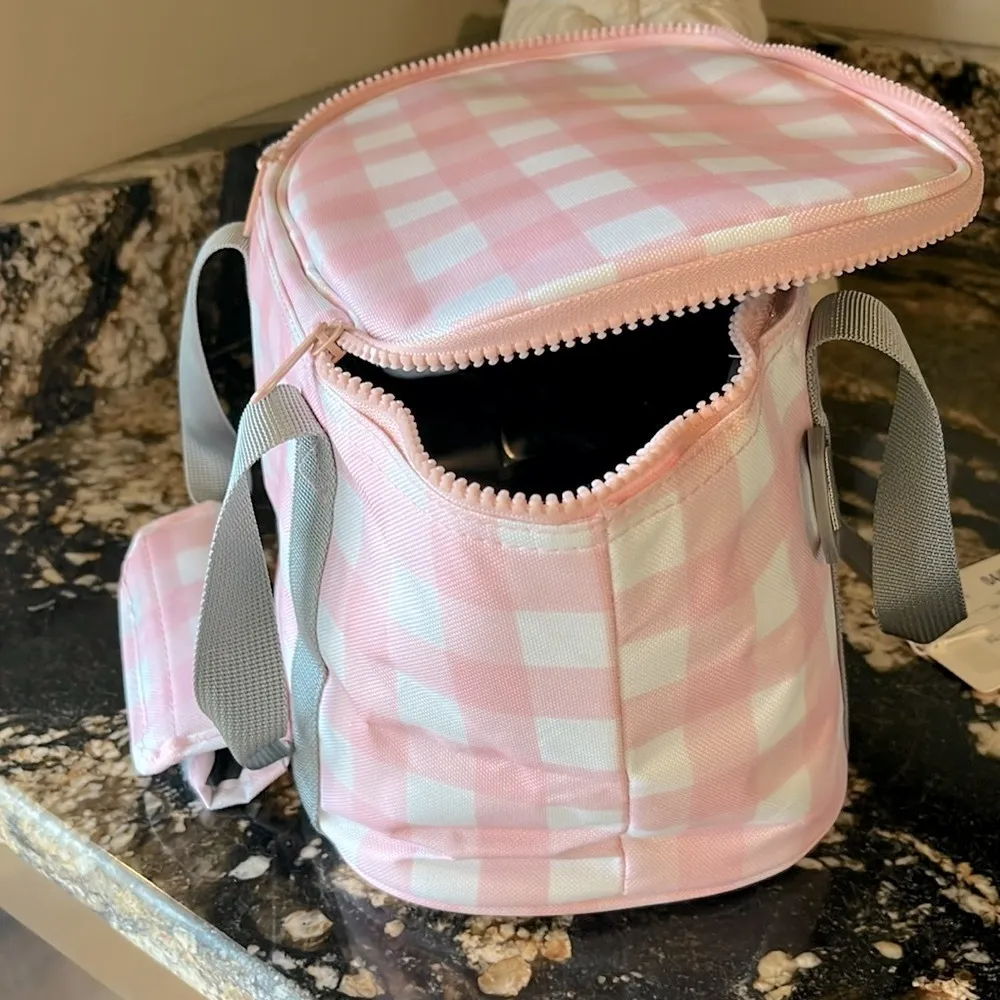 MarleyLilly Personalized Small Cooler Lunch Bag Pink Checked DHT Monogram - Image 9