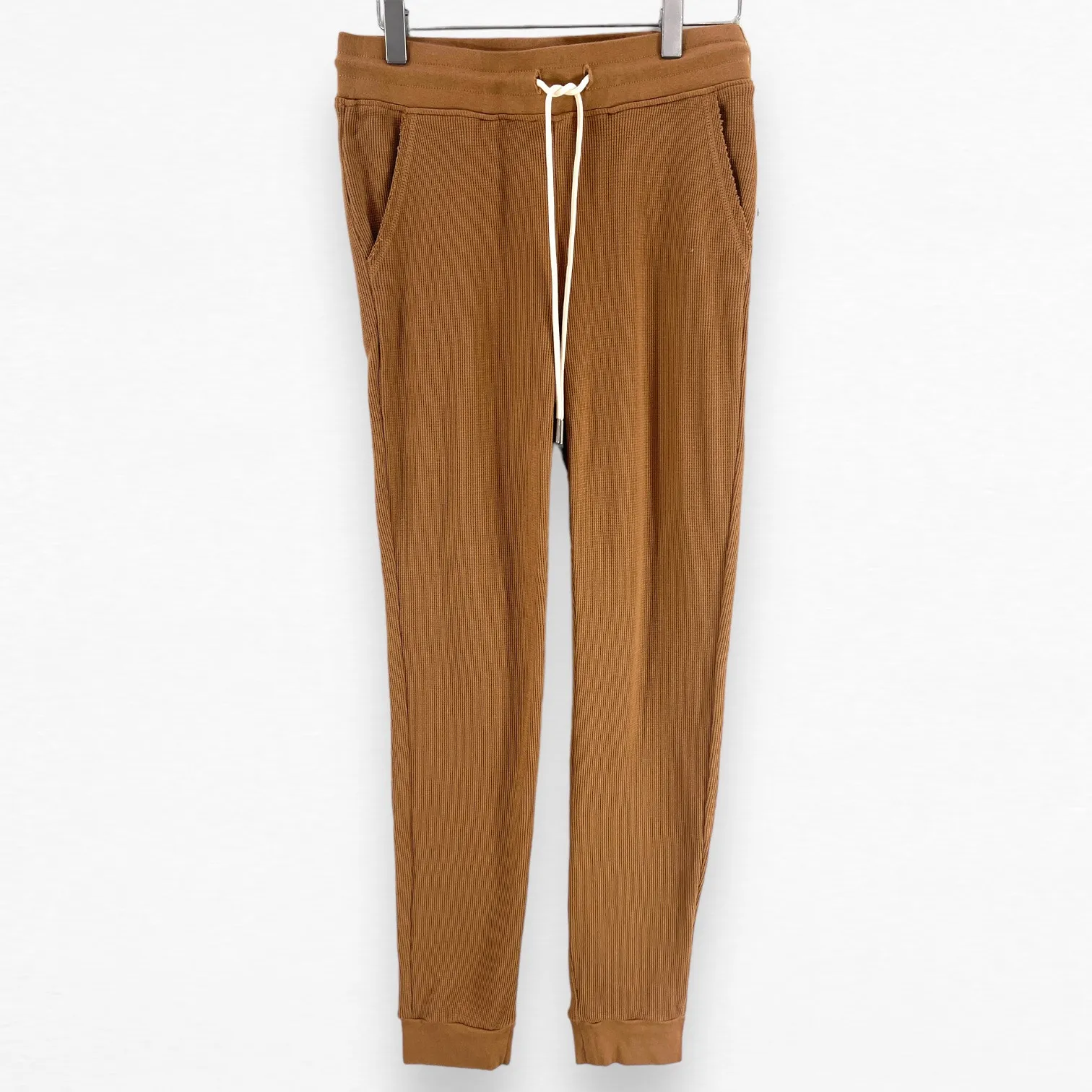 Mate the Label Womens Size XS Organic Thermal Jogger Brown Waffle Knit Pants NWT - Image 2