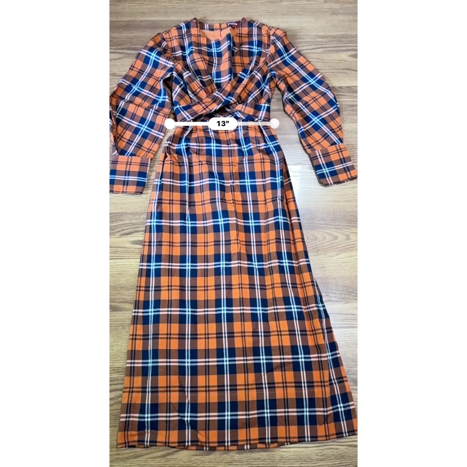 STAUD open back midi gingham Crosshill Dress size size small - Image 3