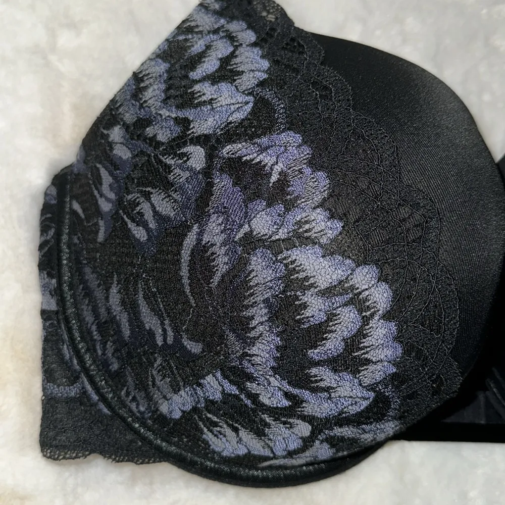 Cacique Boost Balconette Underwire Bra w Floral Lace Black Women’s 42F 42DDD - Image 6