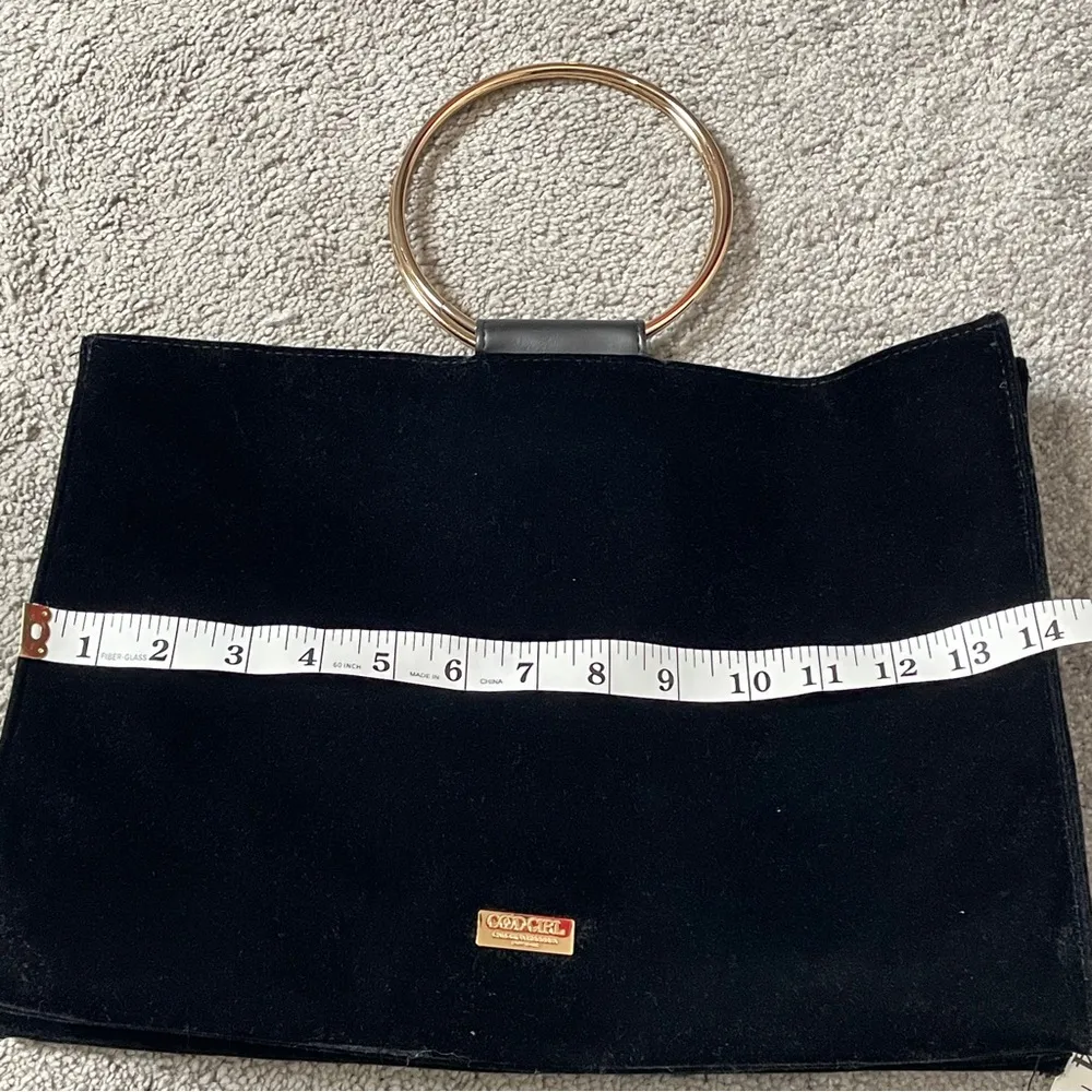 Carolina Herrera Good Girl Black Velvet Bag with Gold Hoop Handle - Image 8