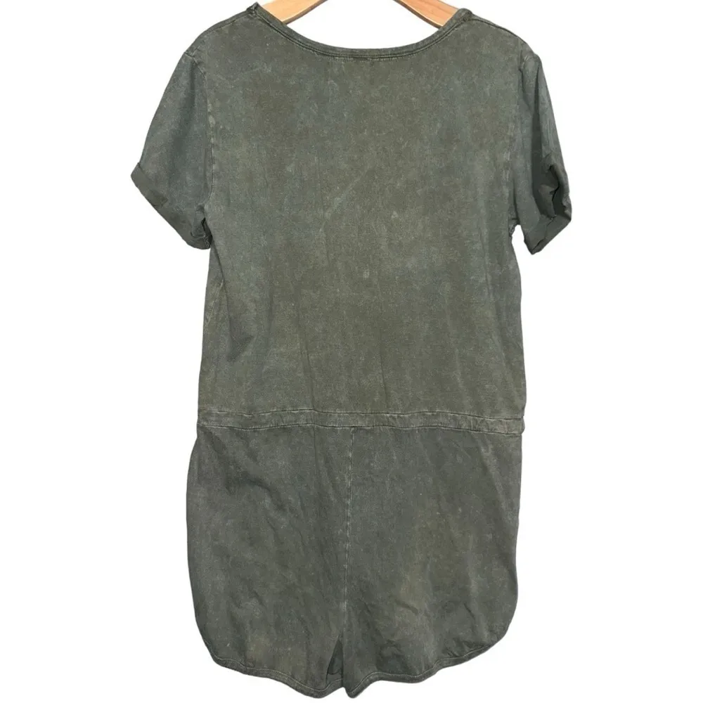 Tipa. Denim Women’s Size L Army Fatigue Green Washed Cotton Short Sleeve Romper Size L - Image 2