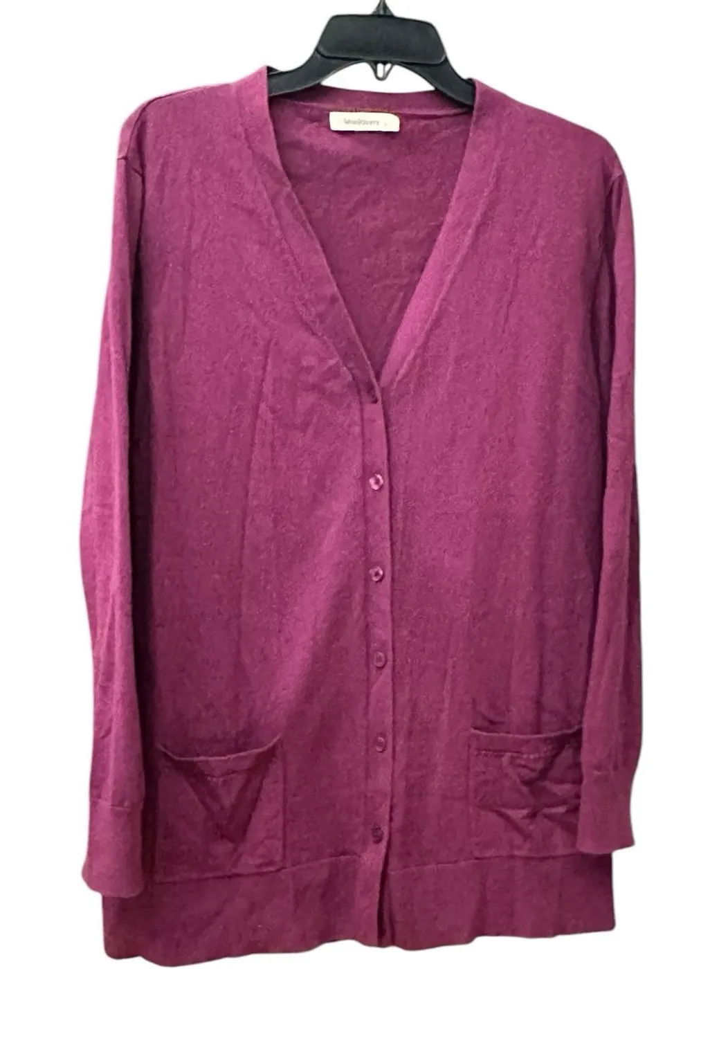Woolovers Pure Wool Button Front Sweater Cardigan Large Purple Lambswool #UV1 - Image 1