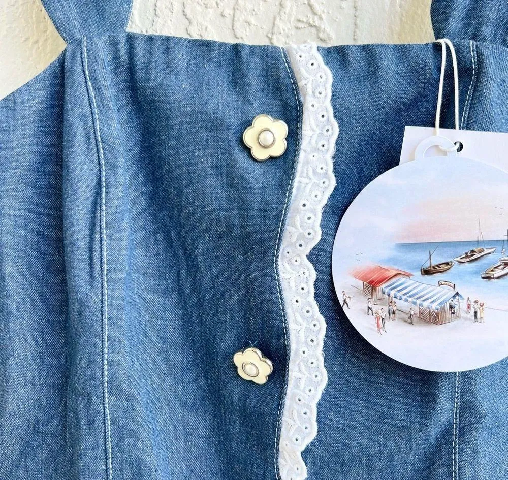 Stefania Vaidani Truena mini denim dress Small NWT - Image 3