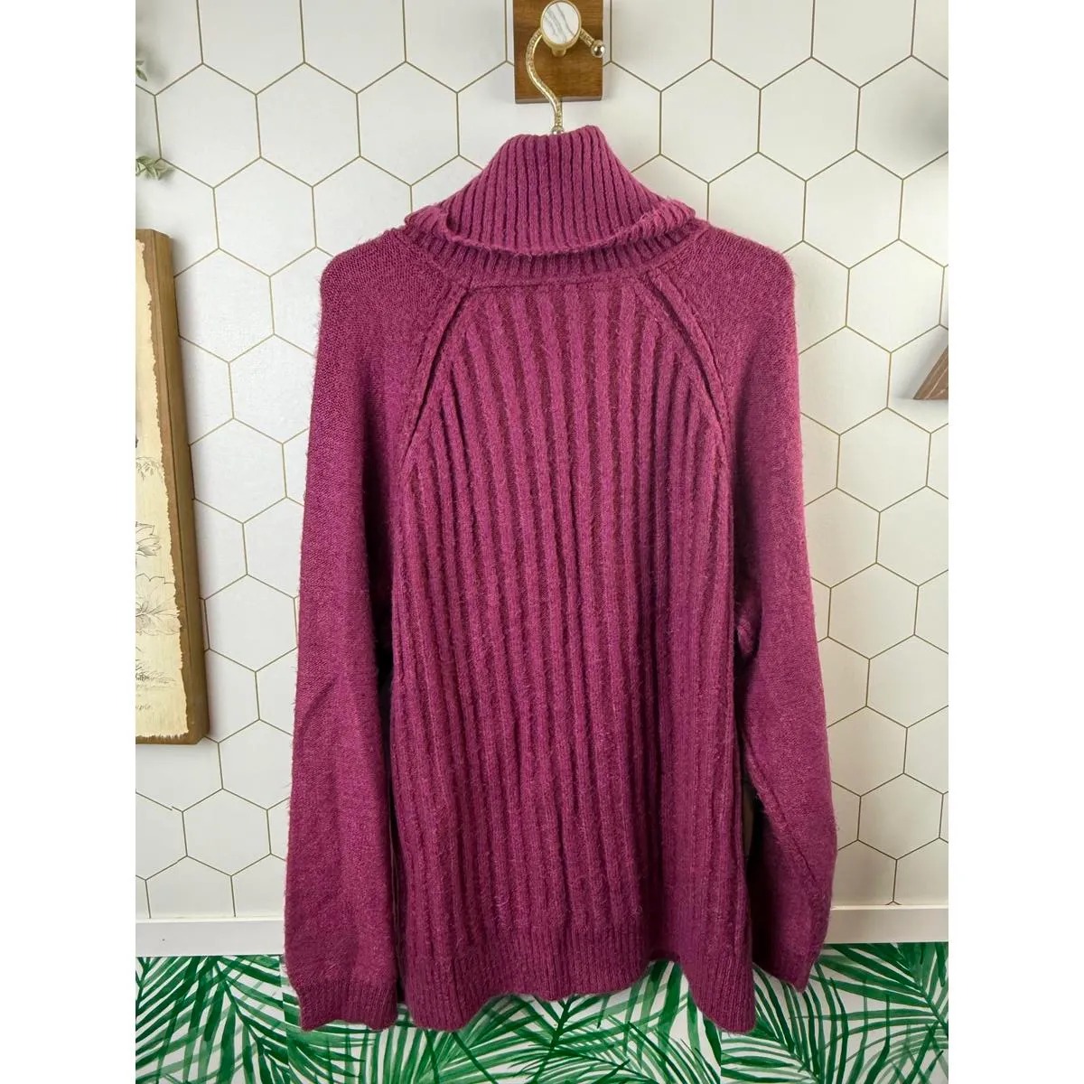 Free People Big City Turtleneck Sweater in Pink Mulberry - Size - Small - Image 3
