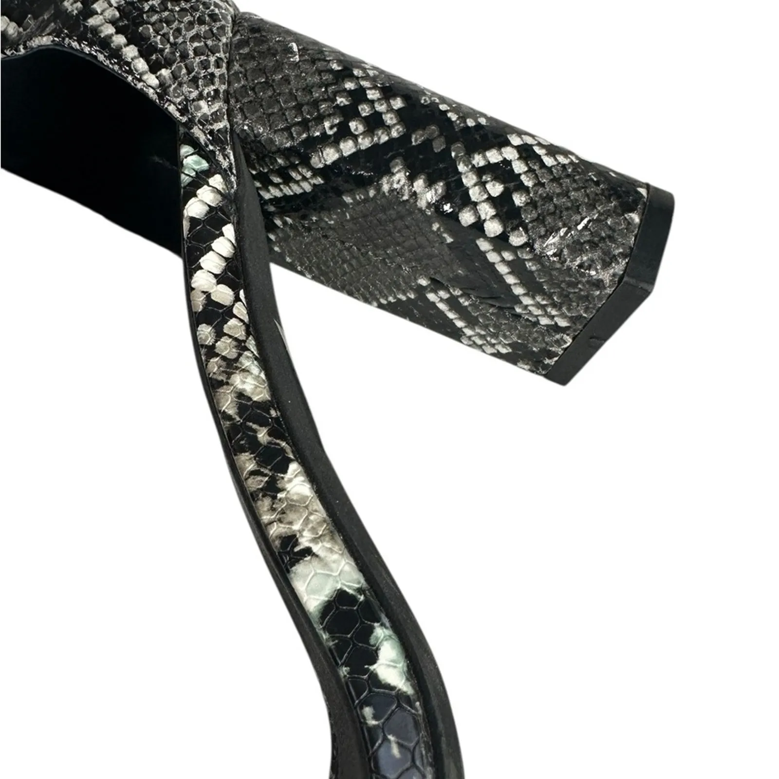 Jeffrey Campbell Lindsay Heeled Sandals Black Grey Snake Animal Print Size 7.5 - Image 14