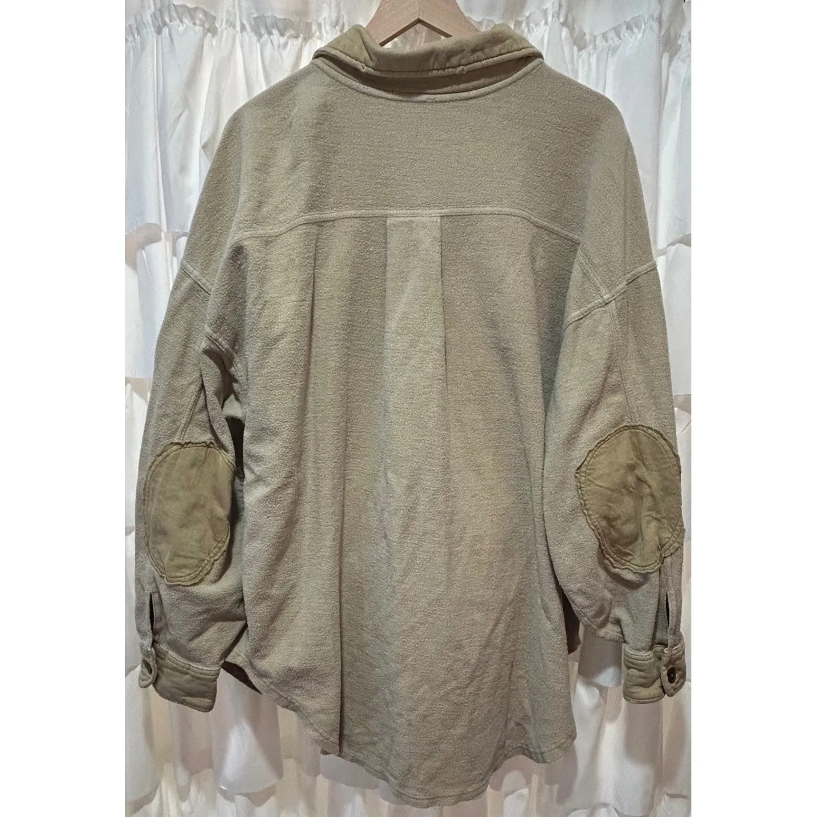 Free People Ruby Oversized Utility Shacket Jacket Elbow Patch Button Down Large - Image 5