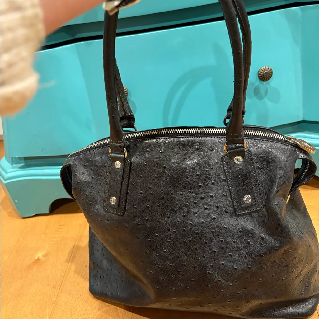 PRUNE ostrich leather satchel bag black - Image 2