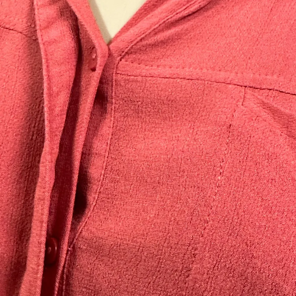 Lucky Brand Button Up Hi Low Cap Sleeve Blouse Pocket Top Deep Orange Womens M - Image 3