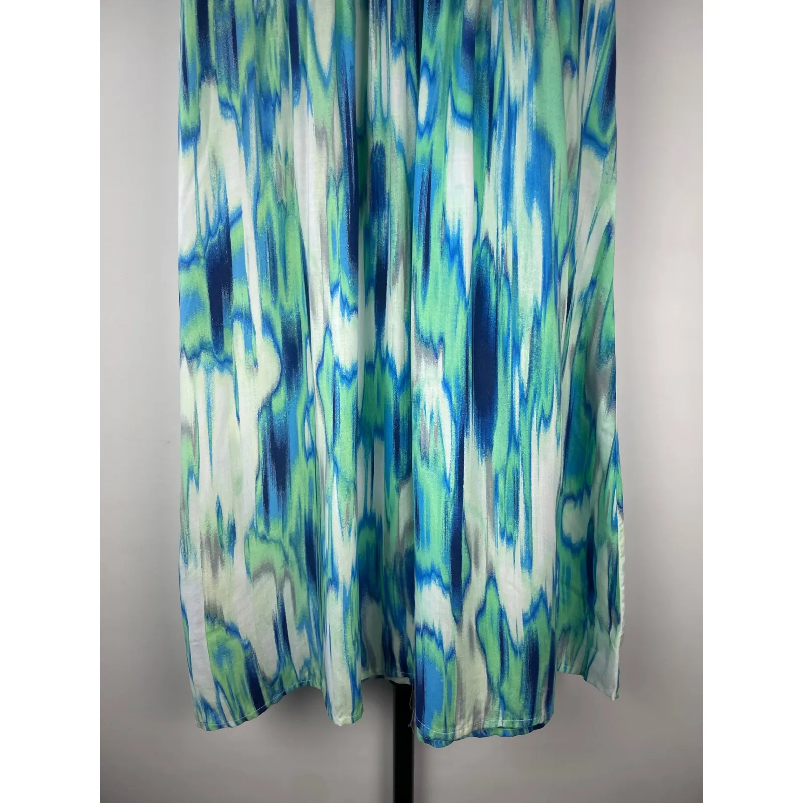 Athleta Georgia Teal Blue Green Ikat Halter Neck Midi Dress Women's Size S - Image 3