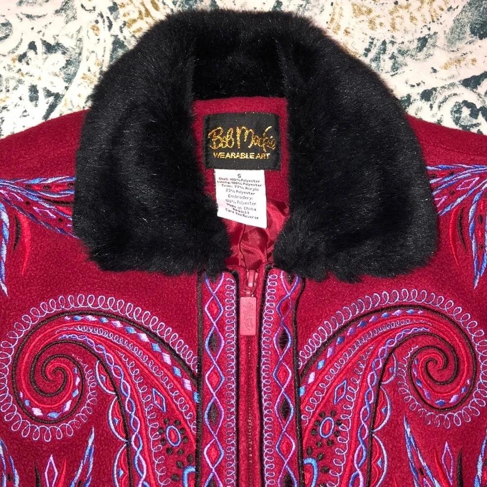 BOB MACKIE wearable art beautiful embroidered vest - Image 5