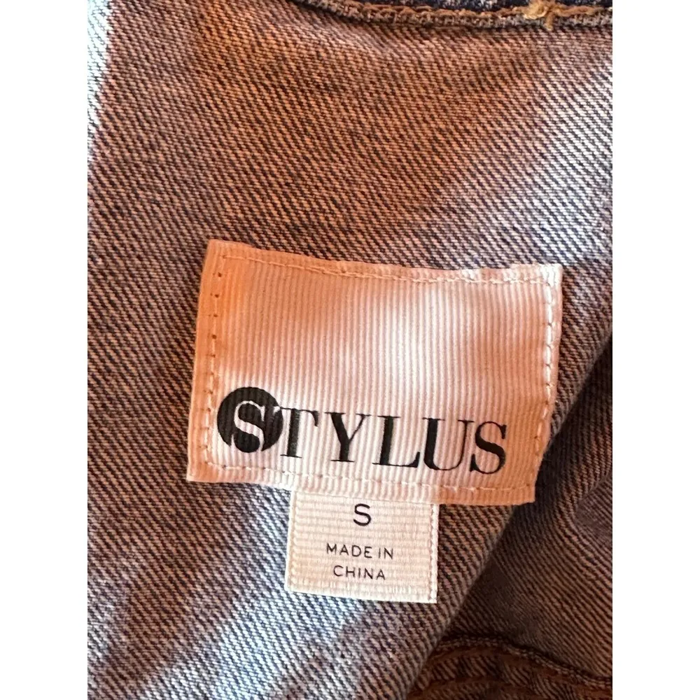 Stylus Denim Jacket Classic Jean Jacket Button Front Dark Wash Women's S Blue - Image 2