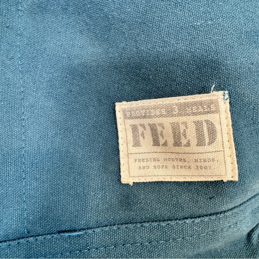 Feed America Teal Blue Canvas Tote Bag Handbag Womens Feminist Pin - Image 10