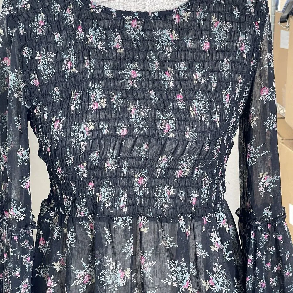 American Eagle Womens Blouse XS Floral Bohemian Bell Sleeve Fairycore Festival - Image 5