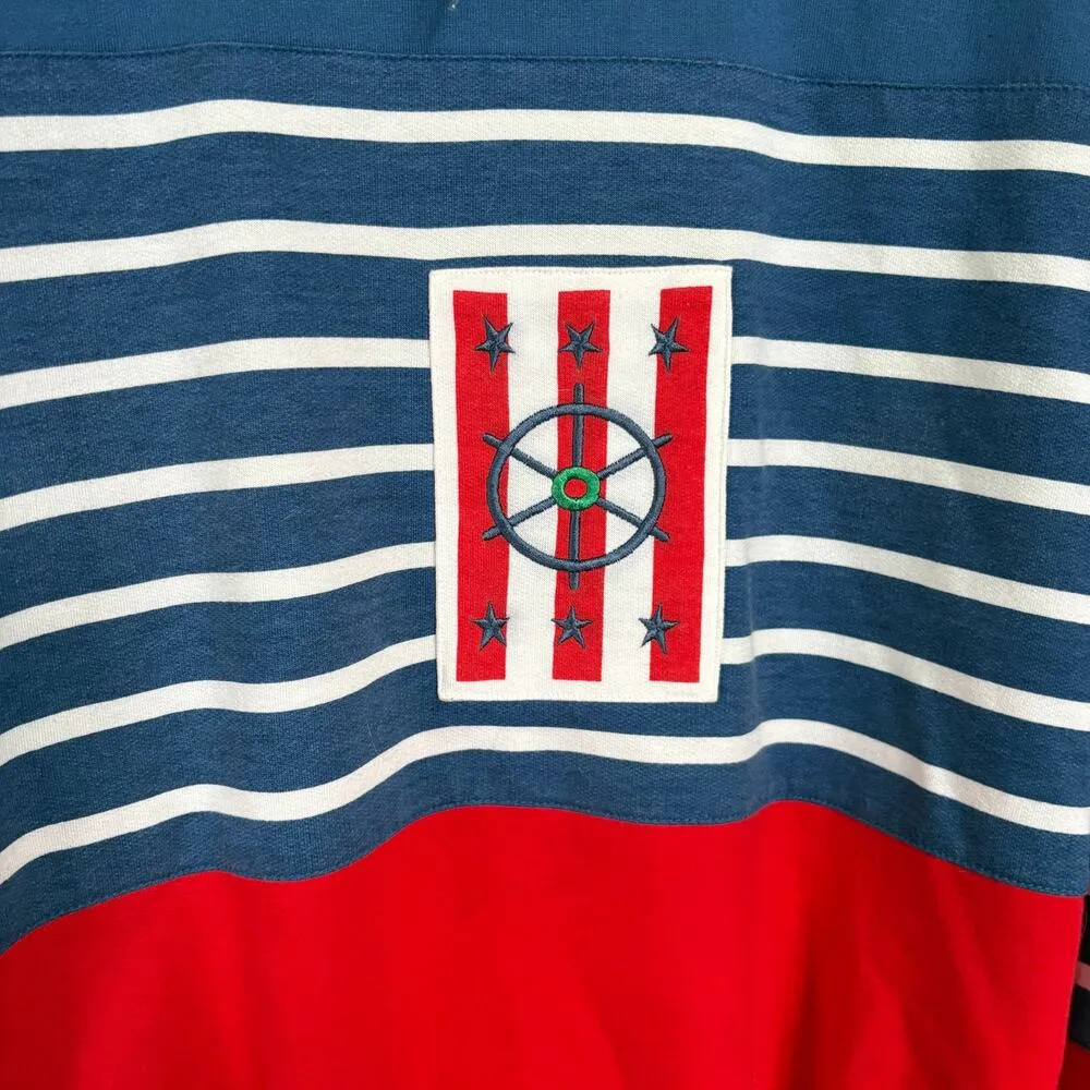 Vintage 90s Nautical Patriotic Mockneck Sweatshirt Fourth of July Lake Large - Image 5