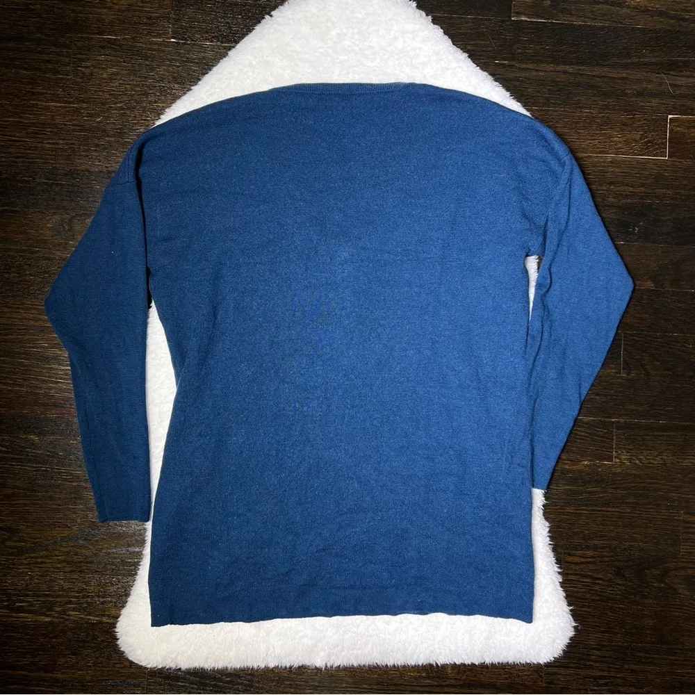 J. Crew Blue Merino Wool V-Neck Side Pocket Sweater - Image 6