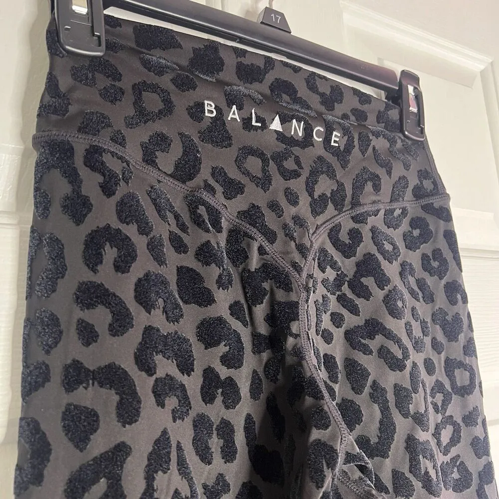Balance Athletica Leggings Womens Sz Small Black Lux Panther Velvet Animal Print - Image 3