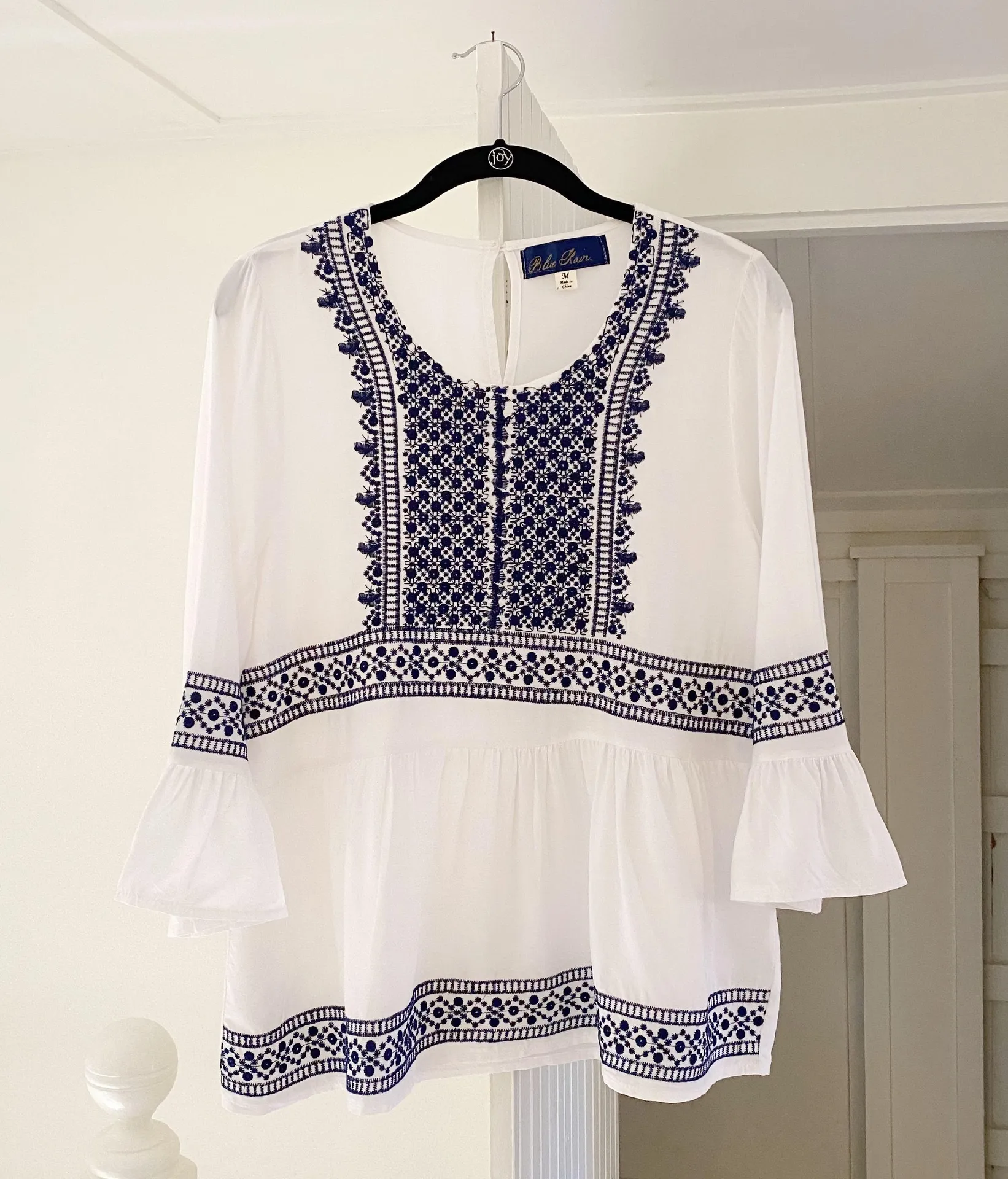 / Blue Rain Kim Mosaic Embroidered Peasant Blouse - Image 8
