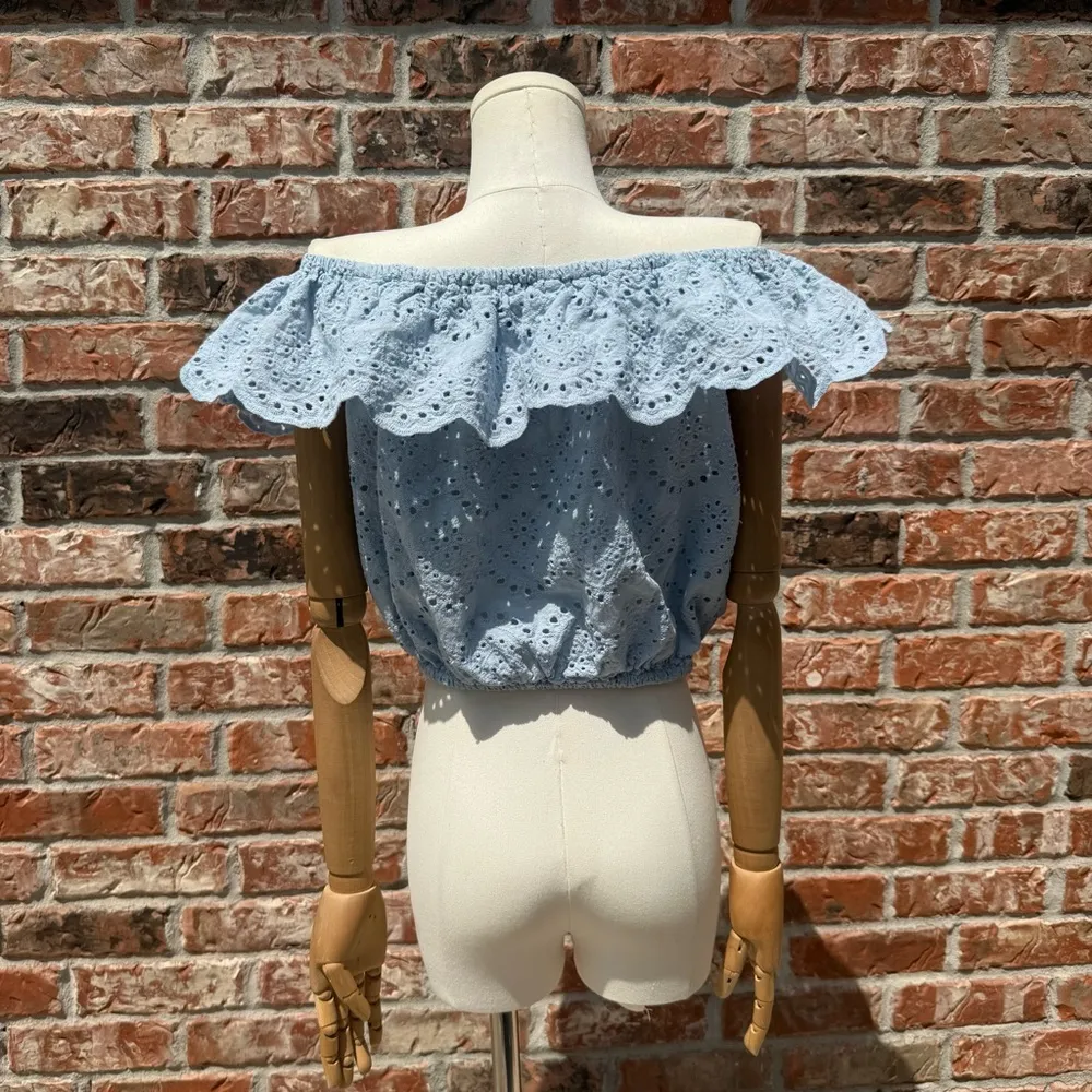 Streetwear Society Blue Ruffled Crop Top - Image 8