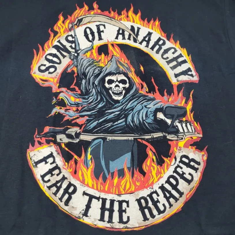 New Sons Of Anarchy Shirt Size XL SOA Fear The Reaper Graphic Print Shirt Black Unisex T-shirt  - Image 4