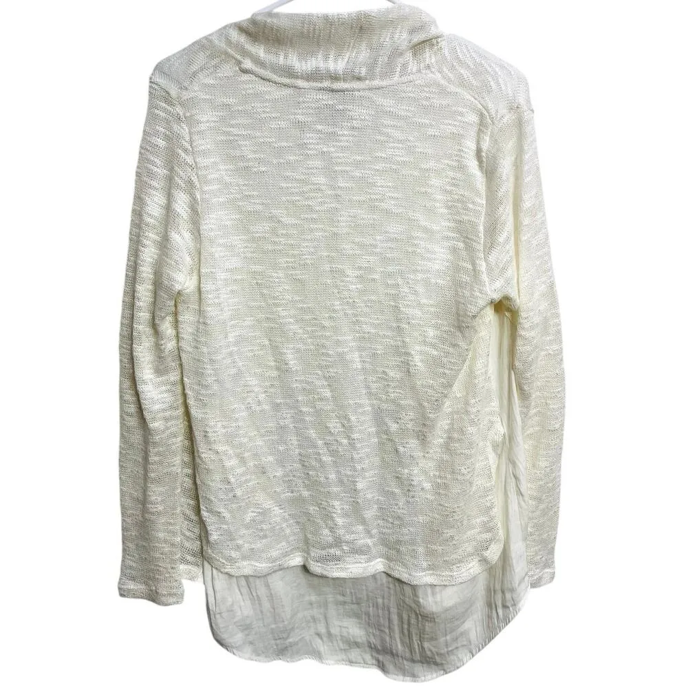 Anthropologie Dolan Contrast Anorak Tie Front Cardigan Cream Boho Beachy Coastal - Image 4