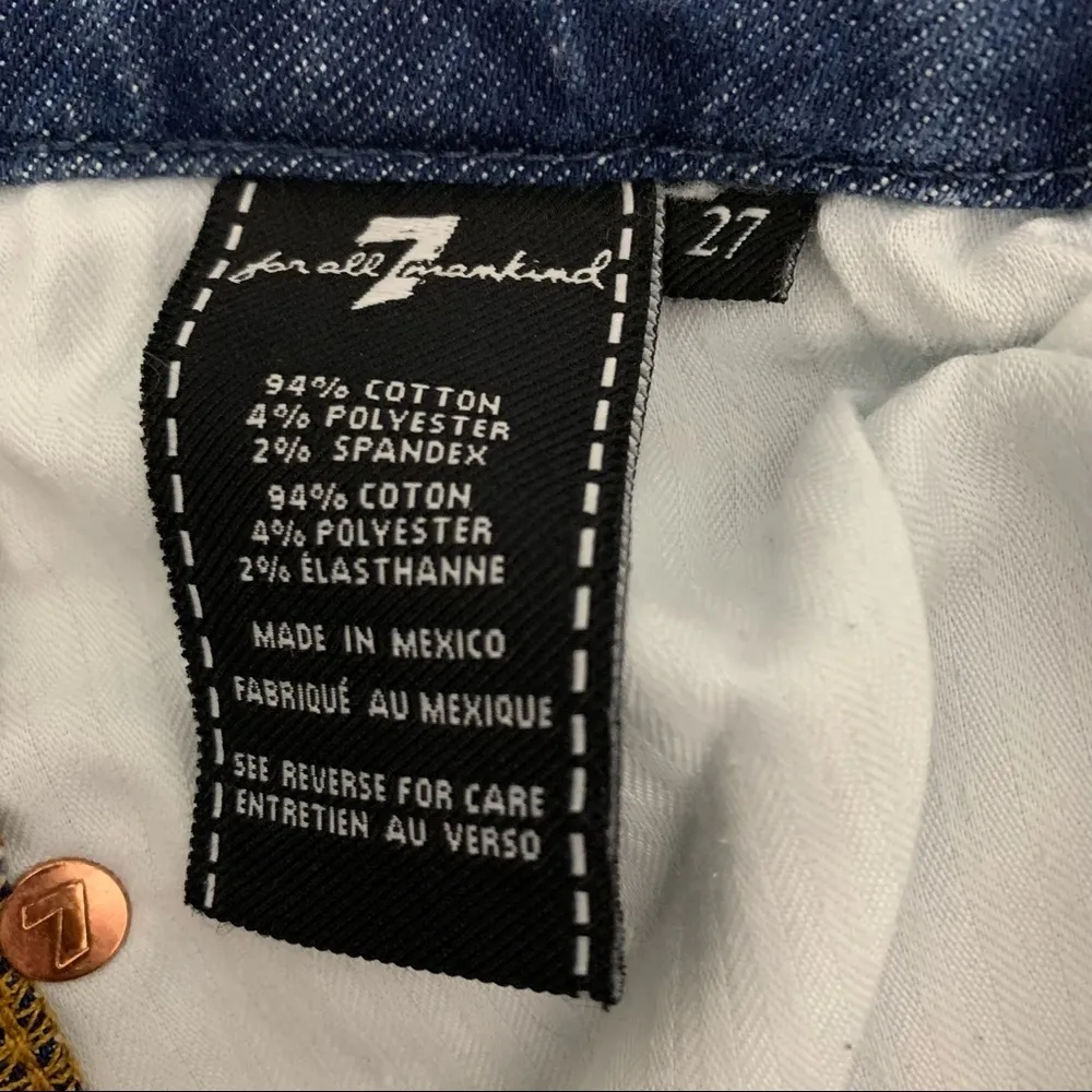 EUC 7 For All Mankind Ankle Skinny Side Panel Raw Hem Jeans Size 27 - Image 4