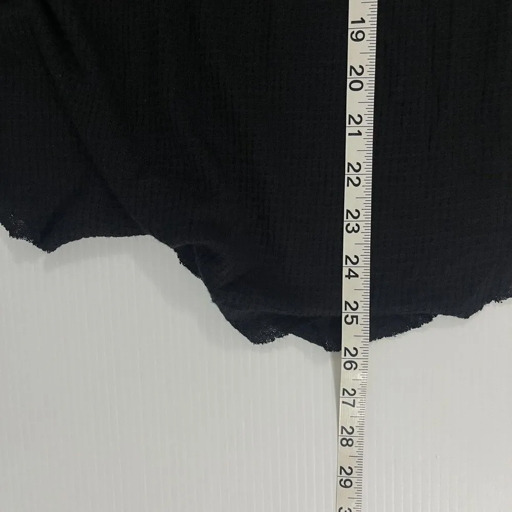 Free People Black Top Lace Long Sleeves XXS Oversized Waffle Knit Spring Valley - Image 8