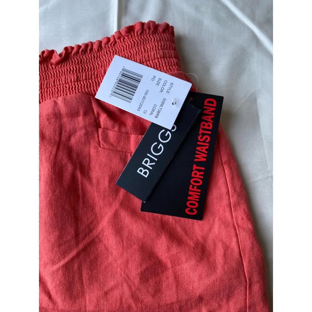 NWTs Briggs Linen Coral Shorts Resort Beach Lightweight Summer Spring Coastal 12 - Image 4