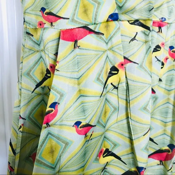 Crop david peck M Silk romper Artsy chartreuse bird print Green Size M - Image 9