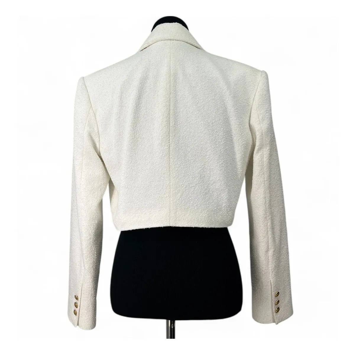 A.L.C. | 8 | Ivory Textured with Goldtone Stamped Buttons Banks Cropped Blazer - Image 7
