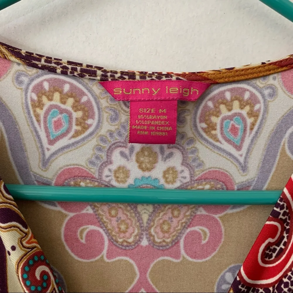 Sunny Leigh Y2K Paisley Twist Front Dress Retro 70s - Image 2