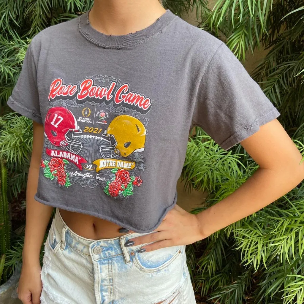 Rose Bowl Cropped Tee Gray Size undefined - Image 2