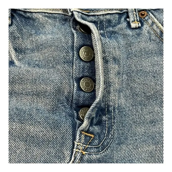 GRLFRND Rhoda Denim Mini Skirt Frayed Hem Distressed Blue Jean Skirt Size 23 NWT - Image 14