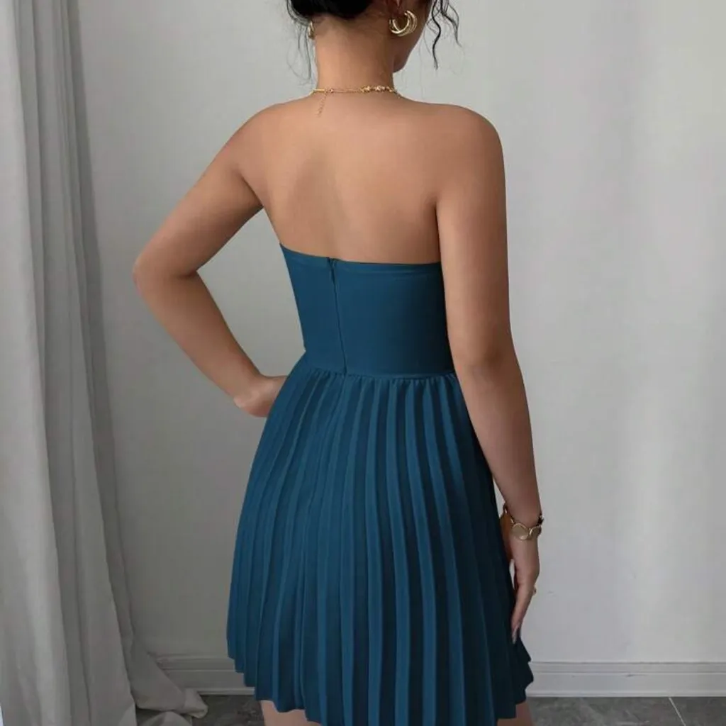 SHEIN Strapless Teal Dress - Image 2