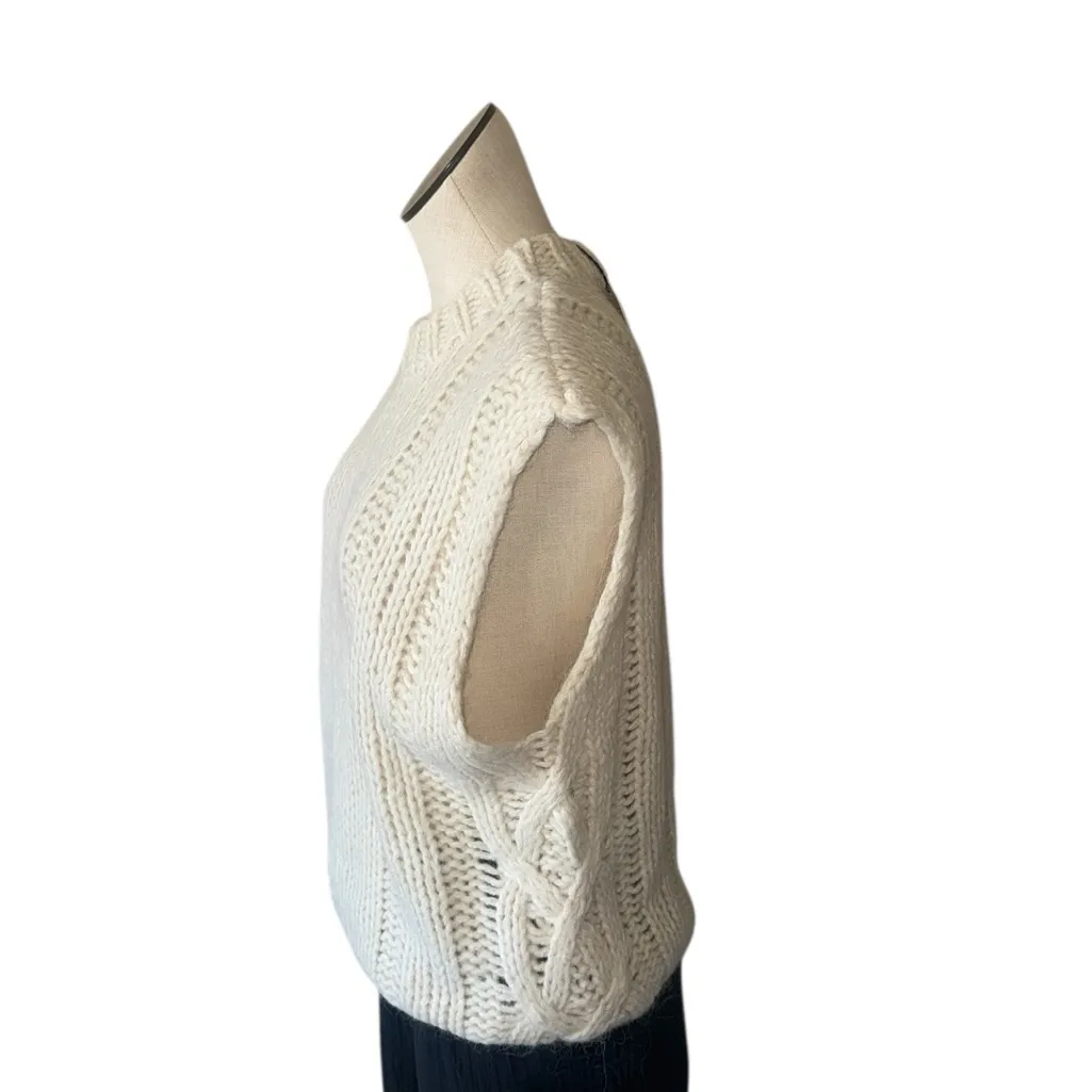NWT Zara Cream Sleeveless Turtleneck Cable Knit Chunky Sweater Vest - Size M - Image 4