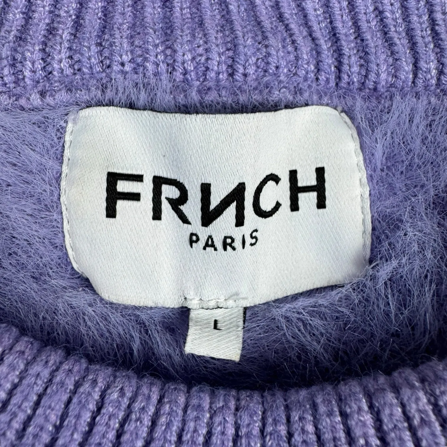 Anthropologie FRNCH Paris Julianne Sweater In Lilac Sz L‎ Balloon Sleeve Fuzzy - Image 3