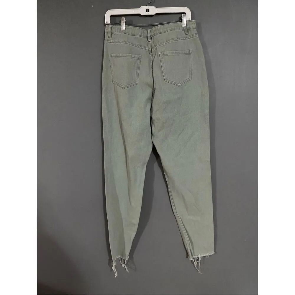 Missguided Women's Tall Riot High Waisted Raw Hem Mom Jeans Sand Size 10 - Image 2