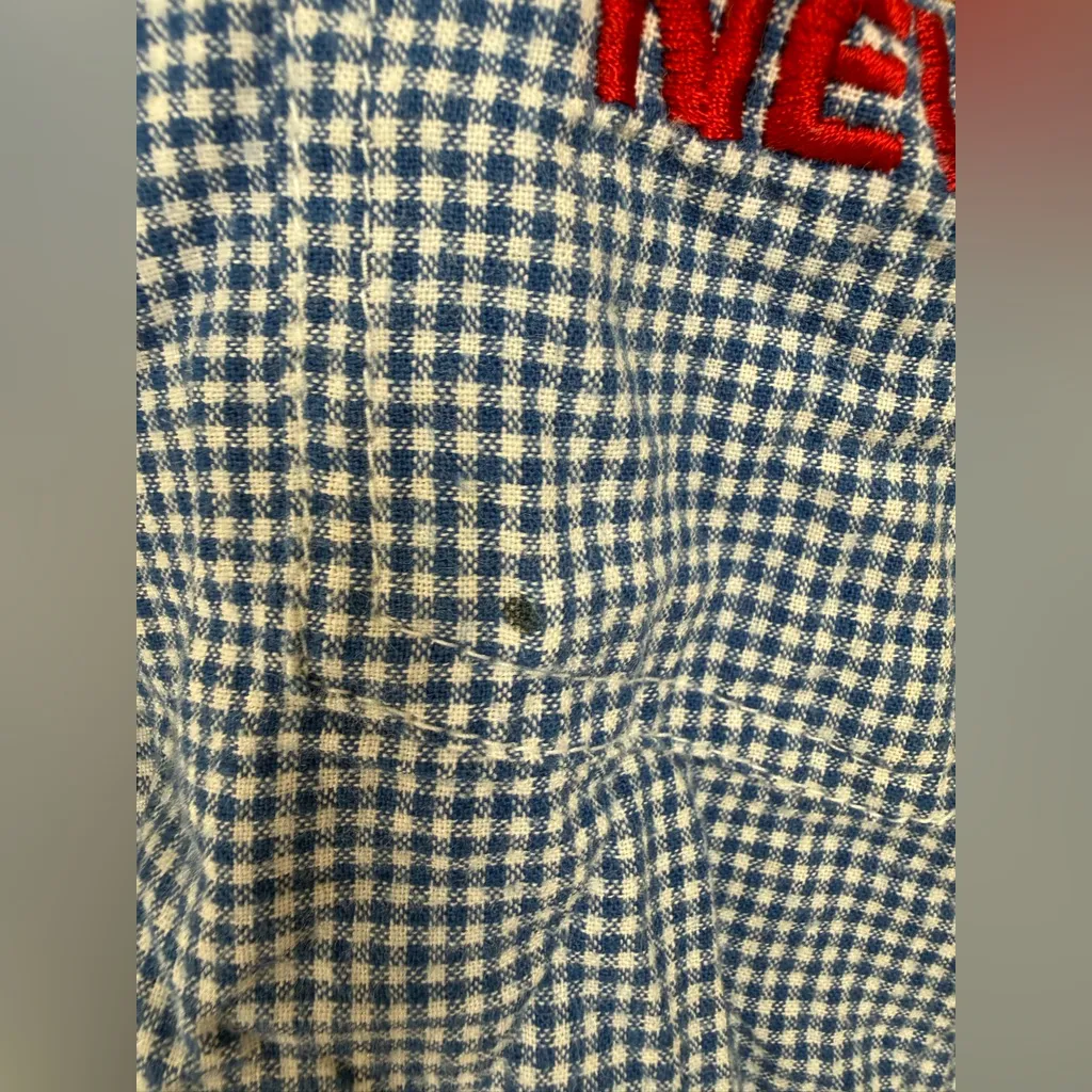 Tweety Bird Blue Plaid Gingham Button Tank Top, Size 14/16W - Image 3