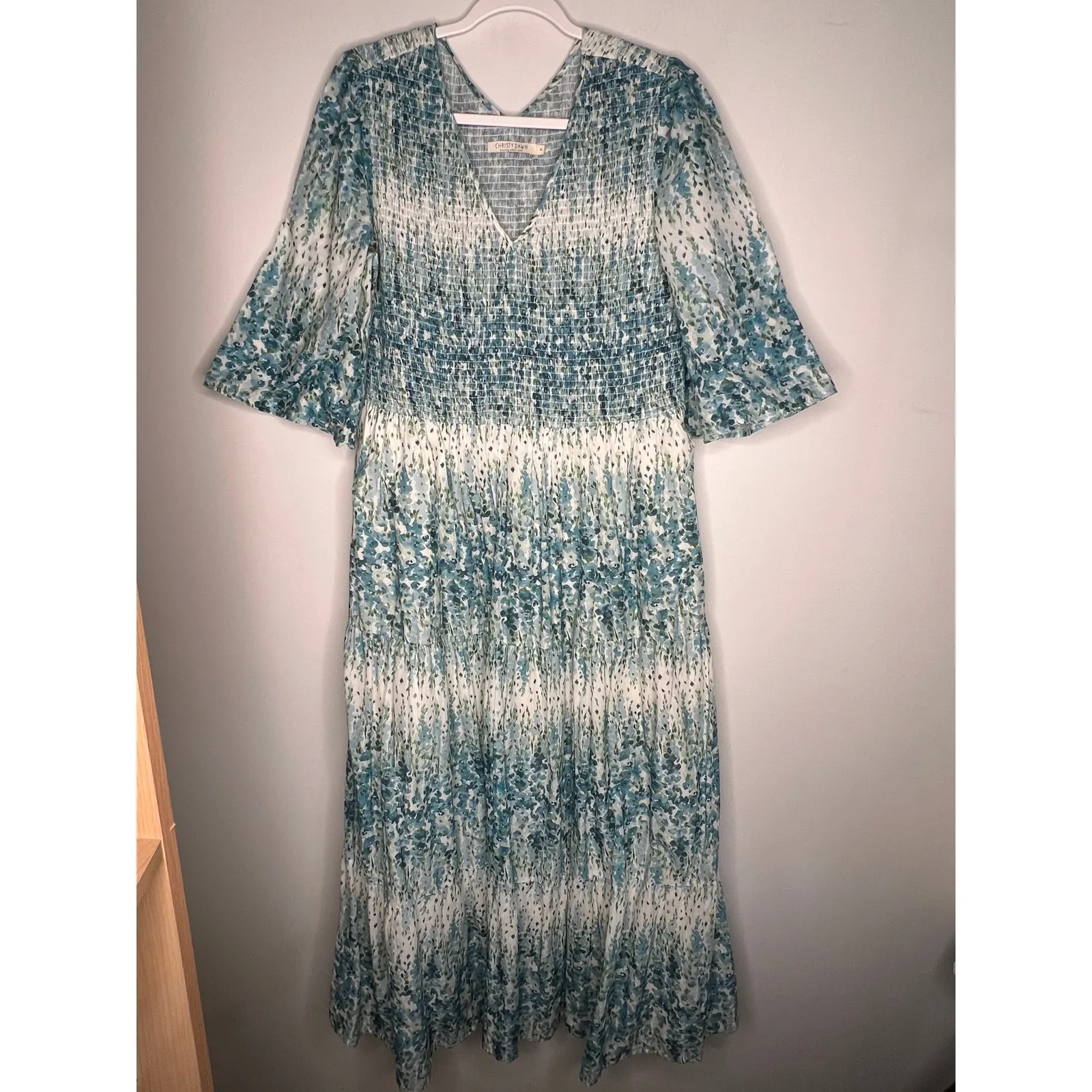 Christy Dawn Blue & Green Floral Basil Maxi Dress Size XL - Image 3