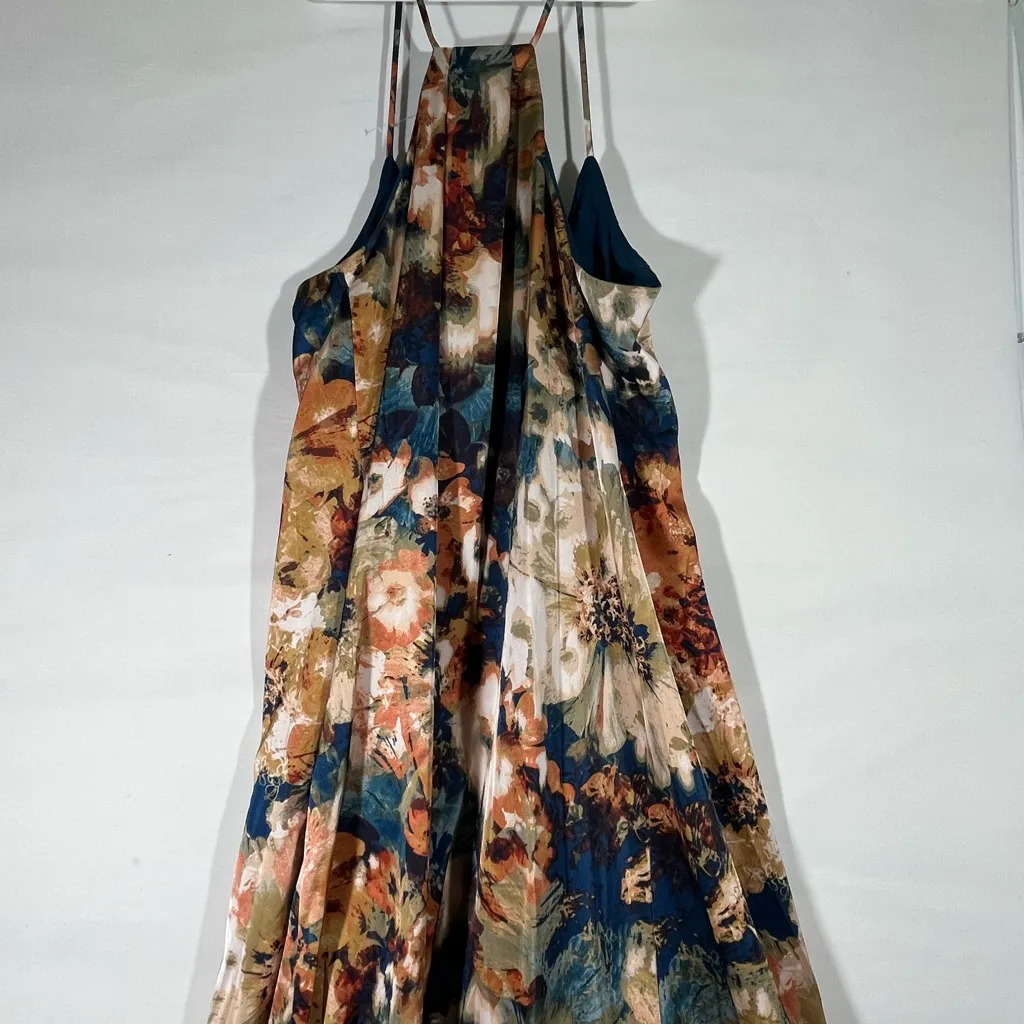 Nicole Miller New York Floral Slip Maxi Dress With Pockets Small Fall Colors NWT - Image 2