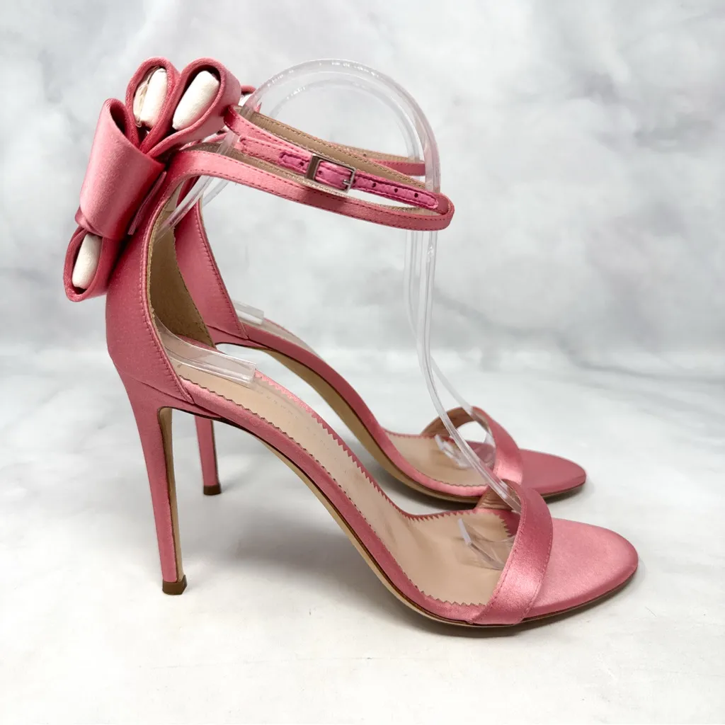 NEW Giuseppe Zanotti Alina Silk Satin Bow Back Stiletto Sandal Heels Pink 38 - Image 4