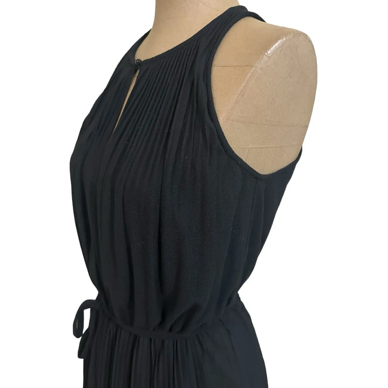 Shoshanna Maxi Dress Black Sleeveless Halter Key Hole Neck Pleated - Image 7