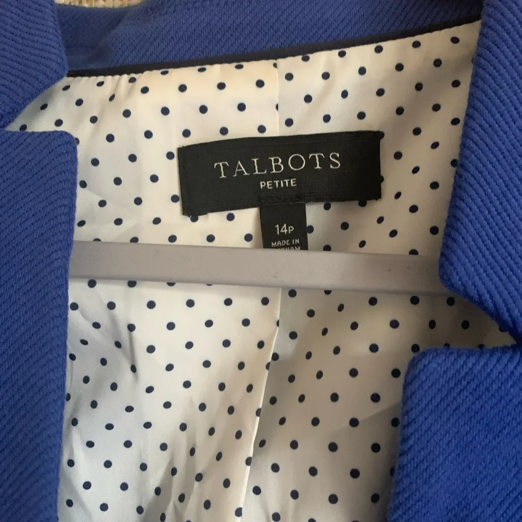 Talbots Blazer Blue Form Business Casual Women Size 14 P Petite as - Image 3