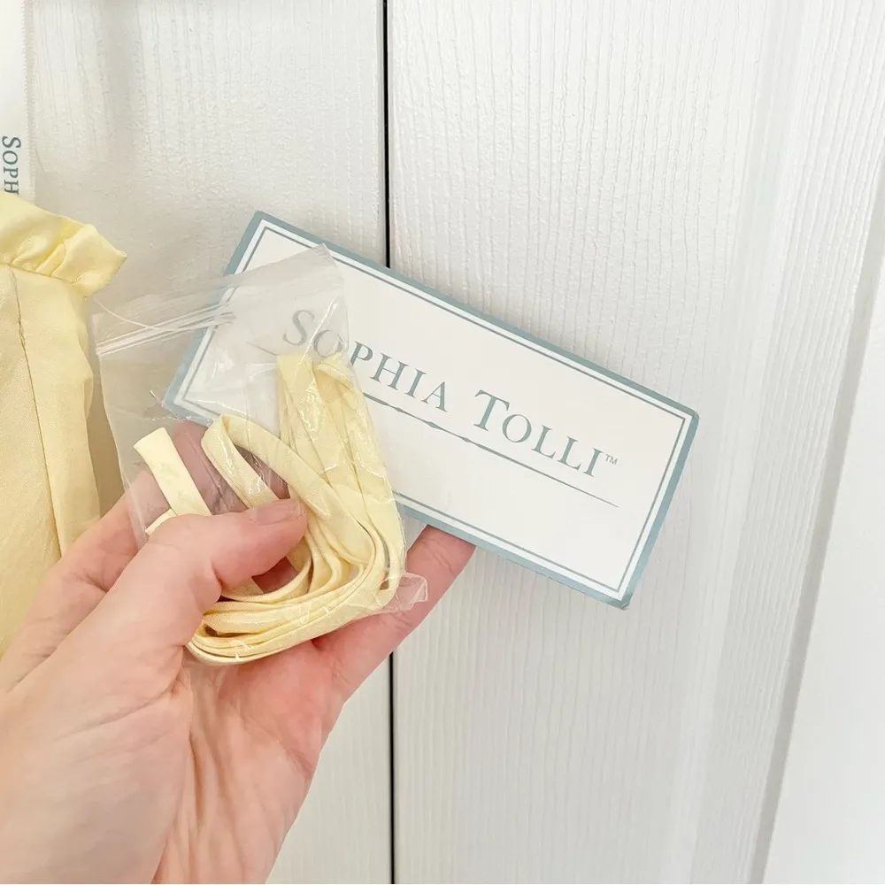 NWT Sophia Tolli Lemon yellow strapless dress Sz 4 - Image 2