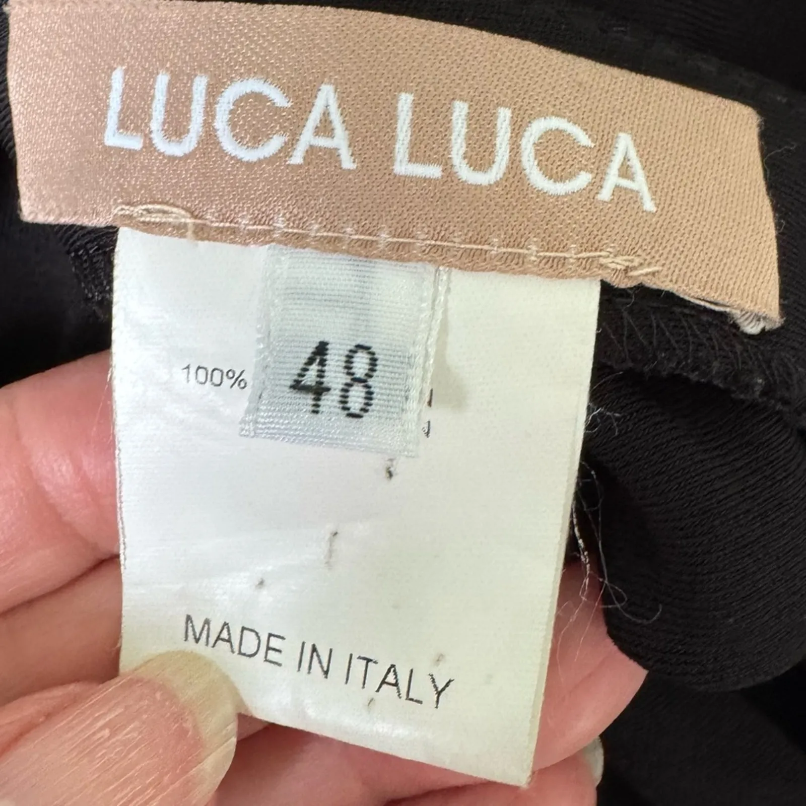 Luca Luca Made In Italy Black Faux Wrap Elegant V - Image 11