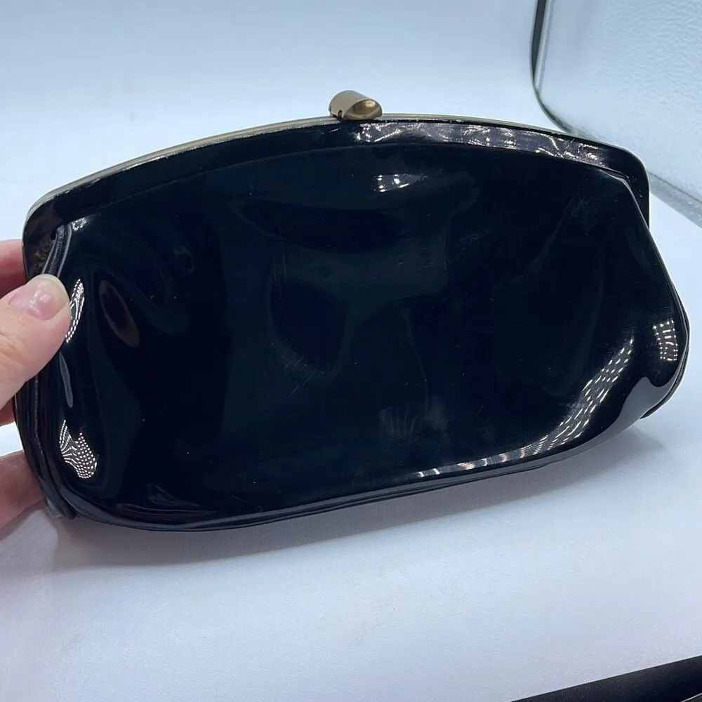 Vintage G.D.K. faux black patent leather two sided clutch - Image 4