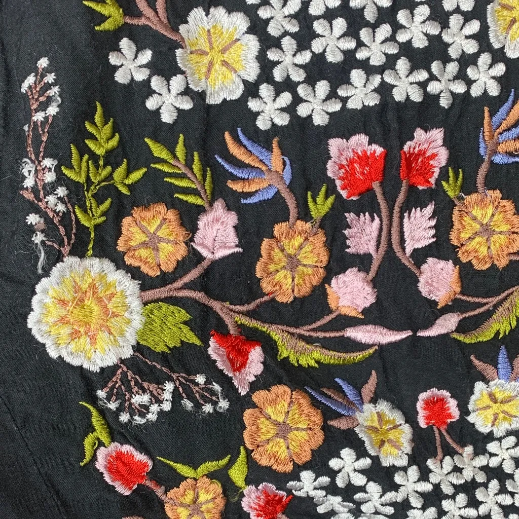 Anthropologie Samant Chauhan size 10 medium Black Embroidered maxi Dress boho ti - Image 9