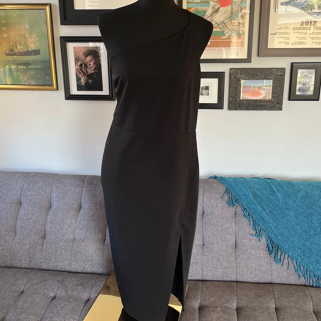 Lovers + Friends Sleek Black Lazo Midi Dress size Large - Image 5