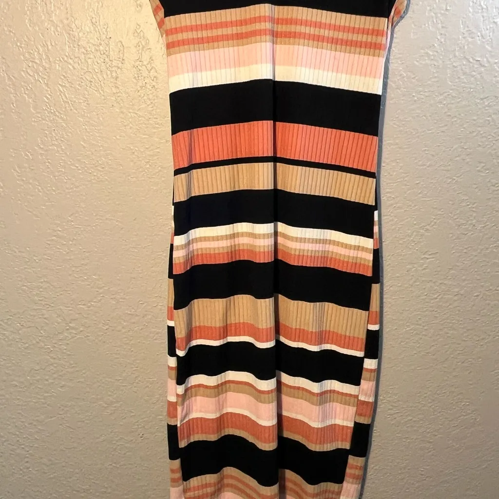 No Boundaries Multicolor Buttoned Sheath Midi Dress SZ S Striped Sleeveless - Image 8